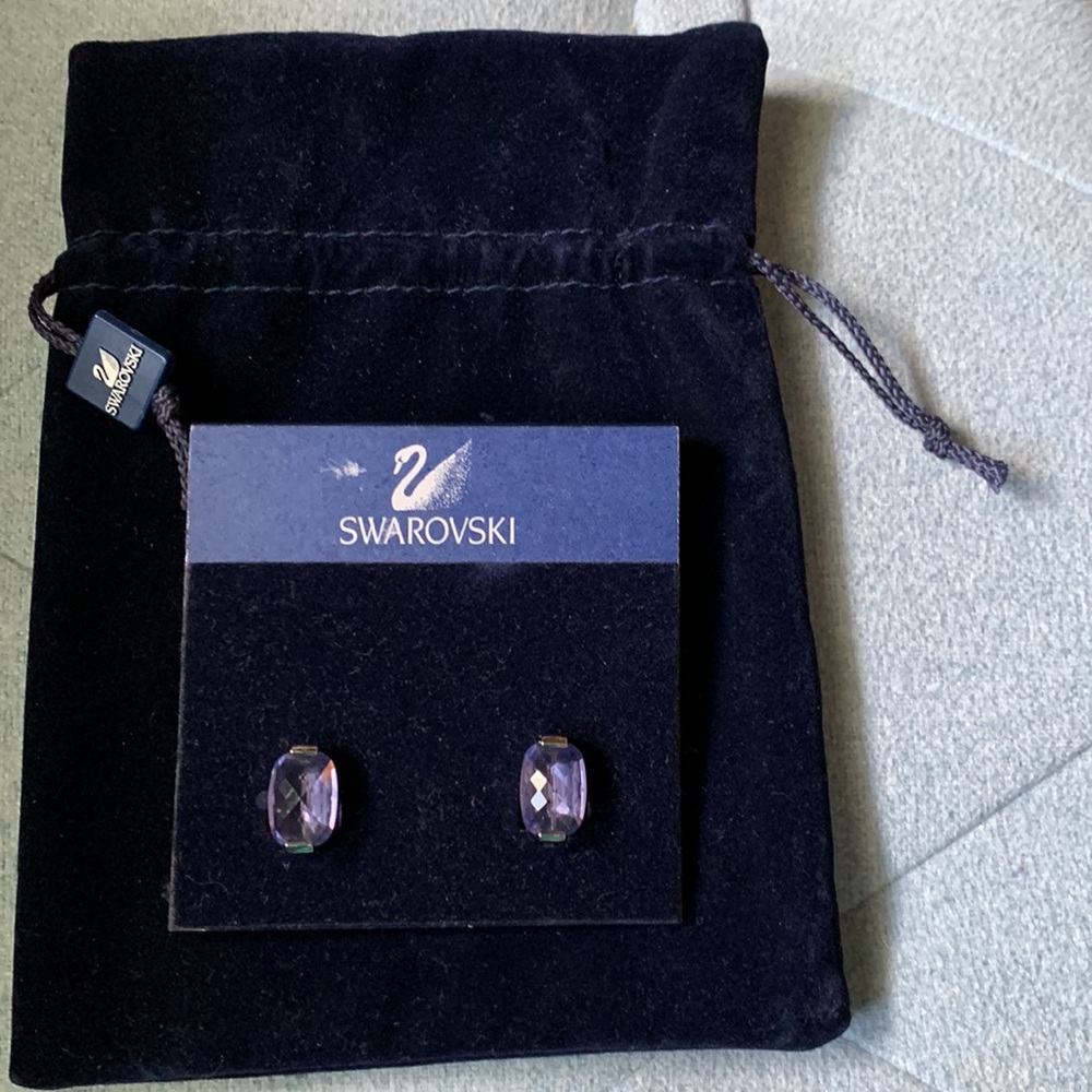 Purple Swarovski Crystal Clip Earrings